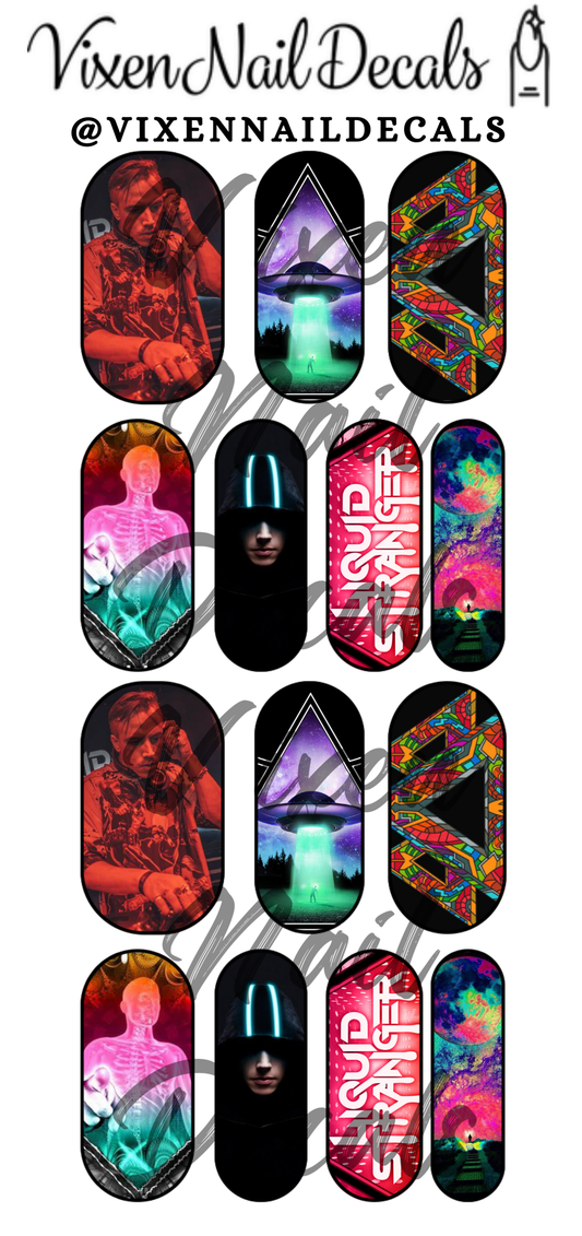 Liquid Stranger - EDM DJ Waterslide Nail Decals - Nail Wraps - Nail Designs - Nail Art