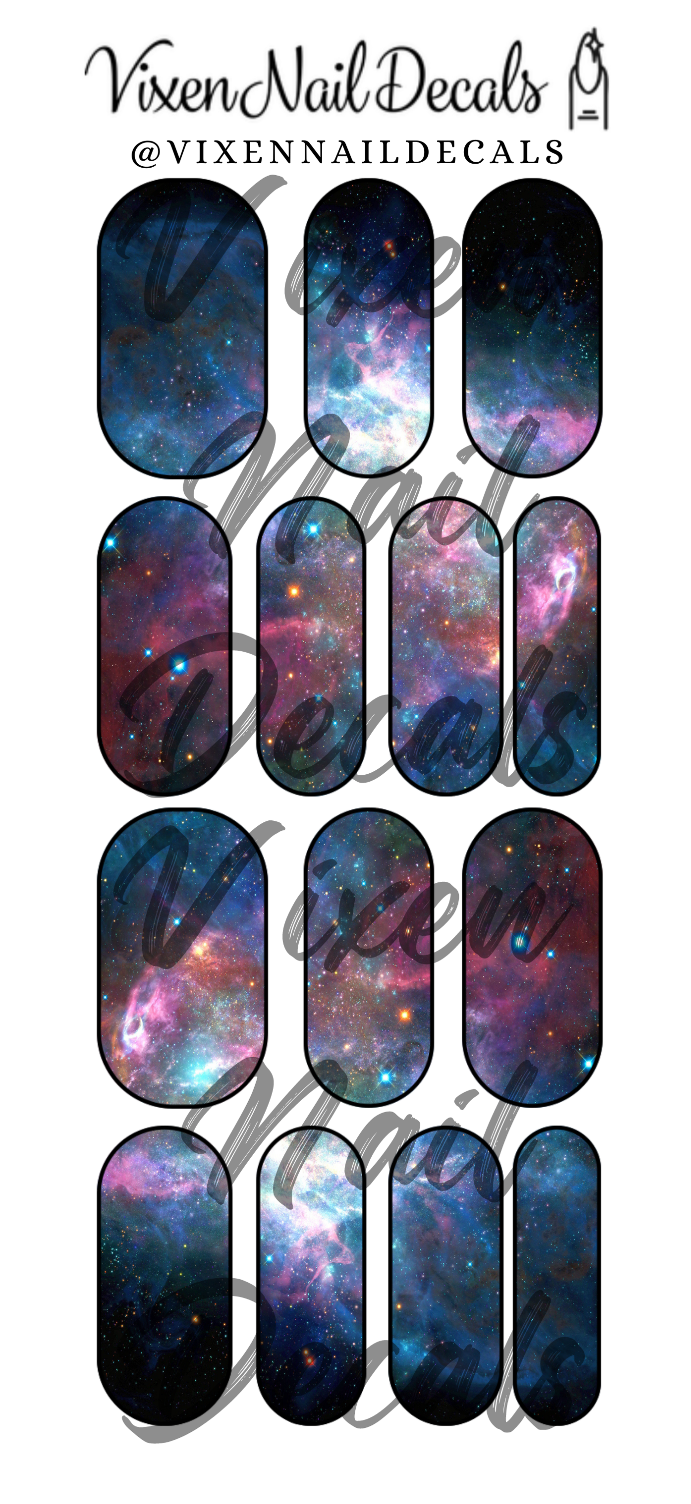 Galaxy Space Waterslide Nail Decals - Nail Wraps - Nail Designs - Nail Art