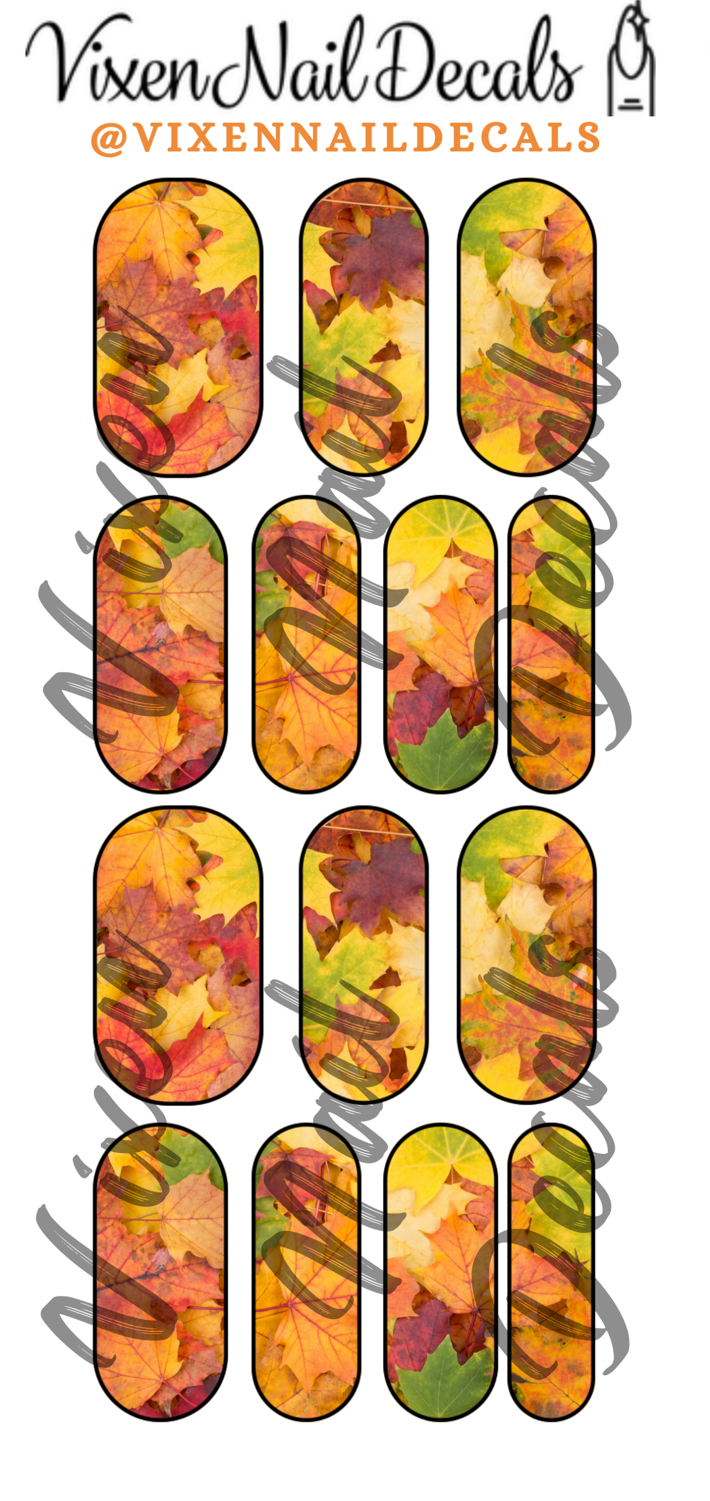Autumn - Fall - Leaves Waterslide Nail Decals - Nail Wraps - Nail Designs - Nail Art