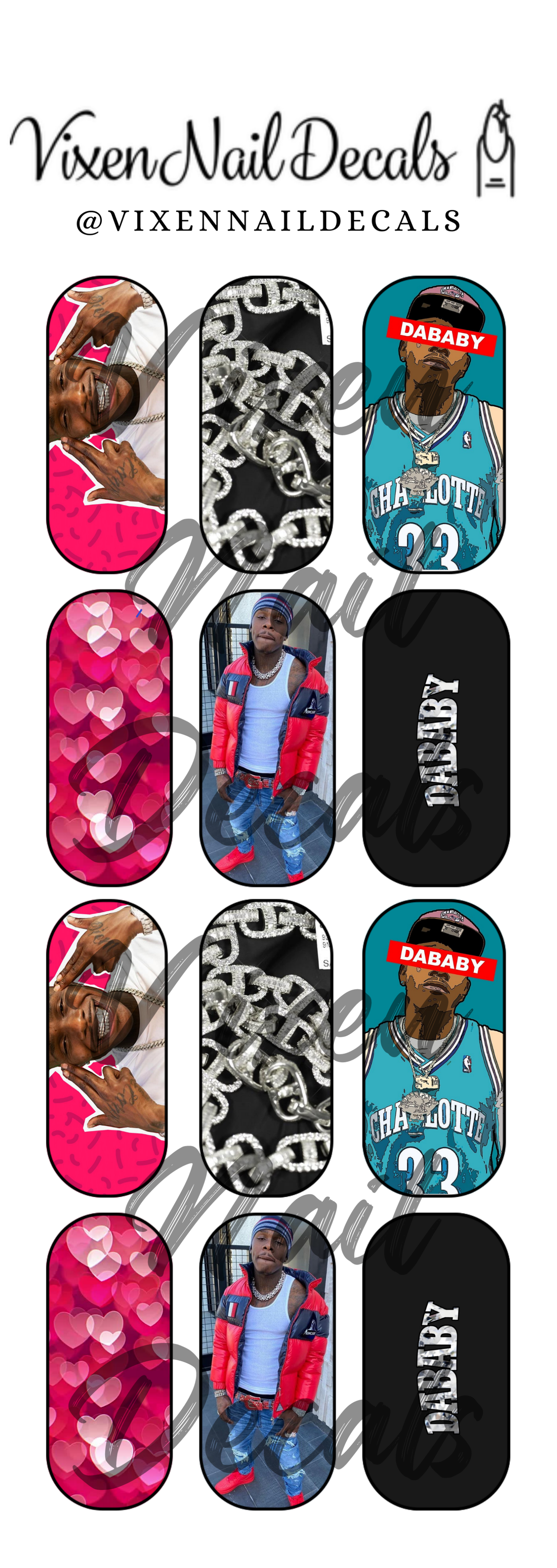 DaBaby Waterslide Nail Decals - Nail Wraps - Nail Designs - Nail Art