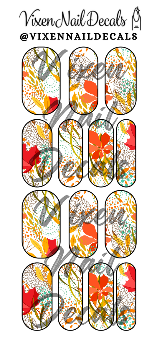 Fall Pattern Waterslide Nail Decals - Nail Wraps - Nail Designs - Nail Art