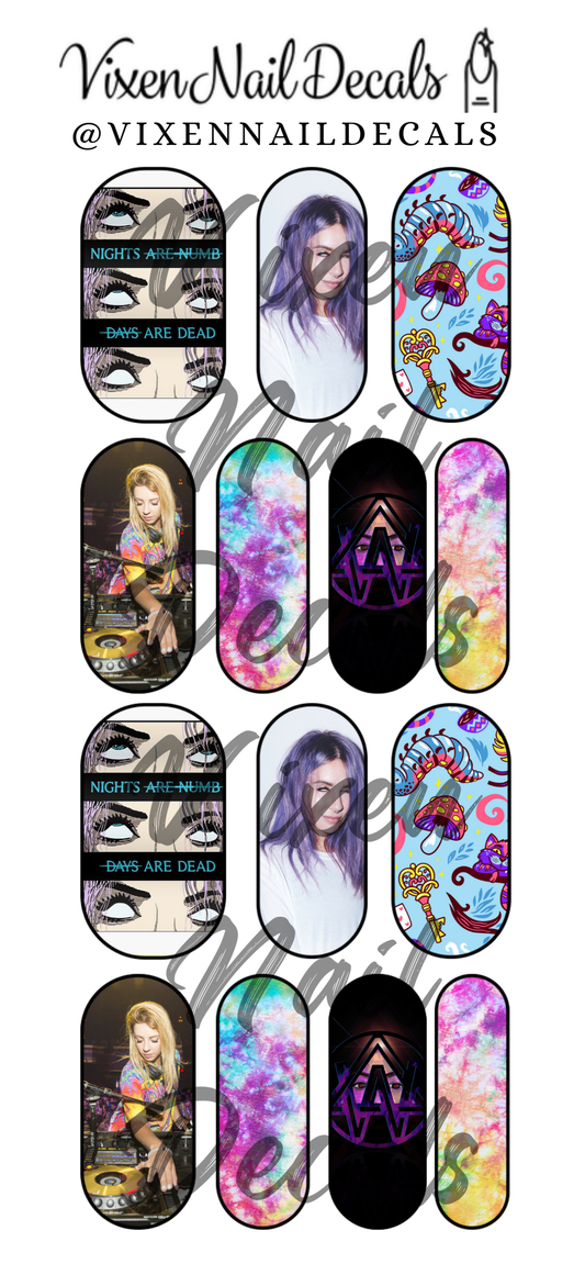 Ms. Wonderland - EDM DJ Waterslide Nail Decals - Nail Wraps - Nail Designs - Nail Art