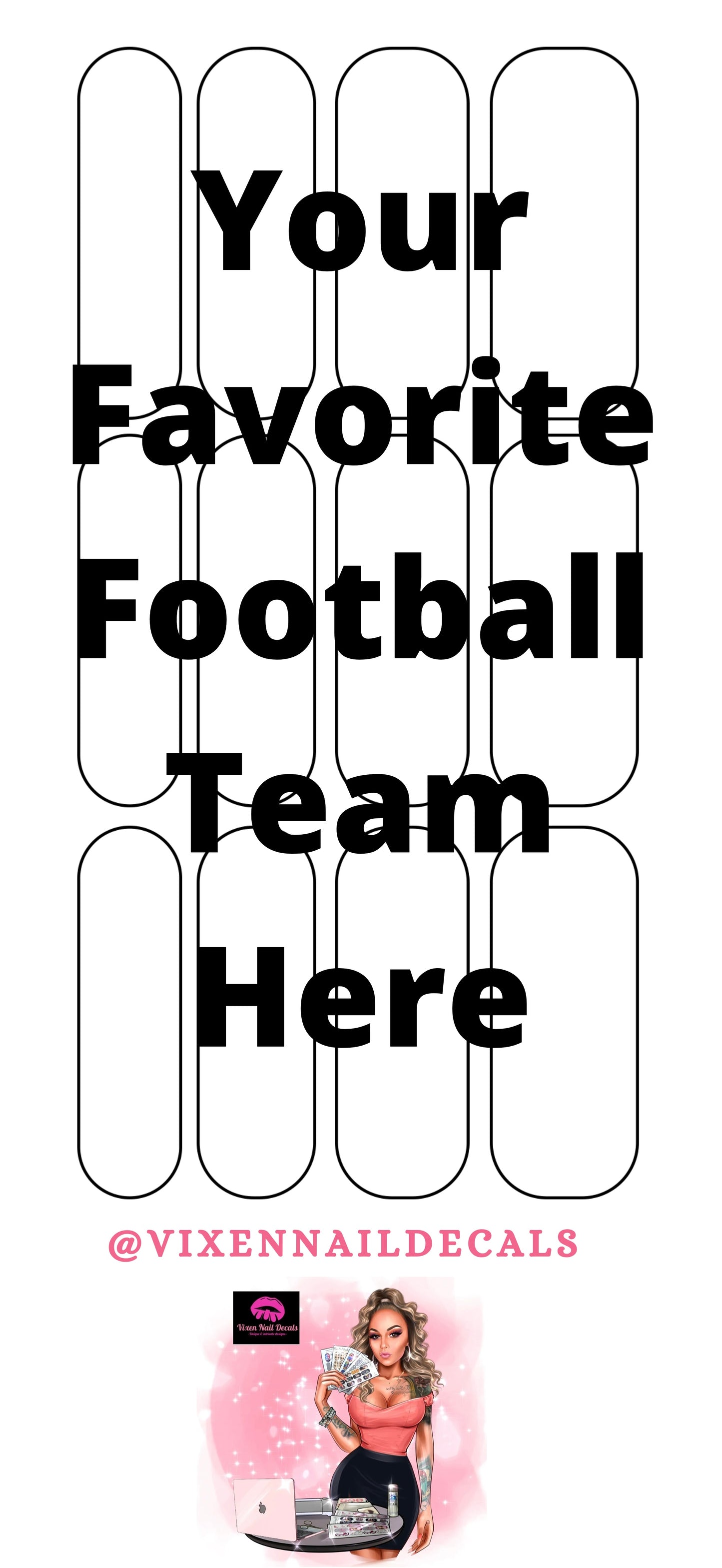 Custom Football Team Waterslide Nail Decals - Nail Wraps - Nail Designs - Nail Art