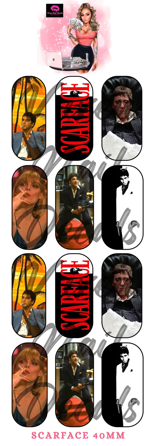 Scarface Waterslide Nail Decals - Nail Wraps - Nail Designs - Nail Art
