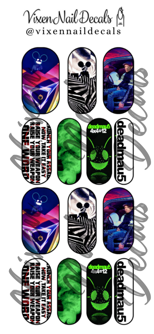 Deadmau5 Waterslide Nail Decals - Nail Wraps - Nail Designs - Nail Art