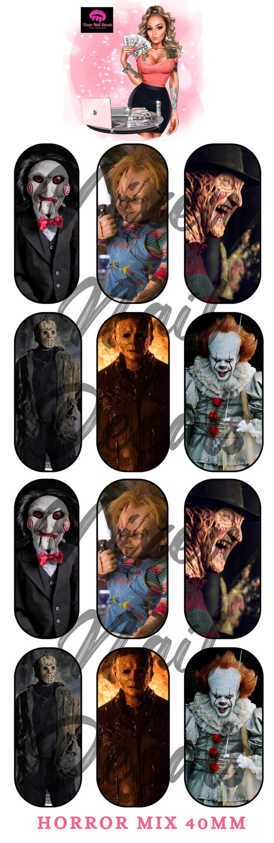 Horror Mix - Halloween Waterslide Nail Decals - Nail Wraps - Nail Designs - Nail Art