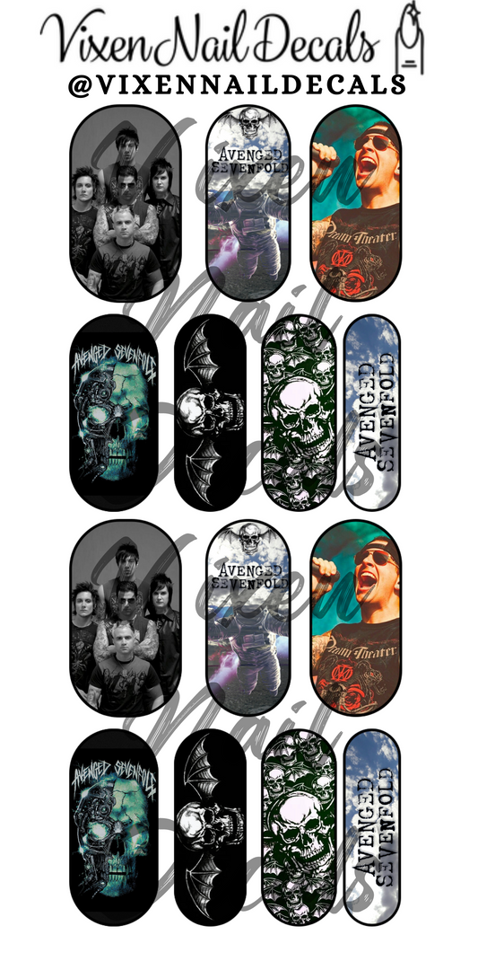 Avenged Seven - Rock Band Waterslide Nail Decals - Nail Wraps - Nail Designs - Nail Art