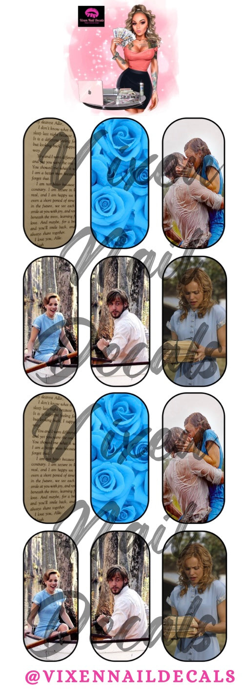 The Notebook -  Movie Love Story Waterslide Nail Decals - Nail Wraps - Nail Designs - Nail Art