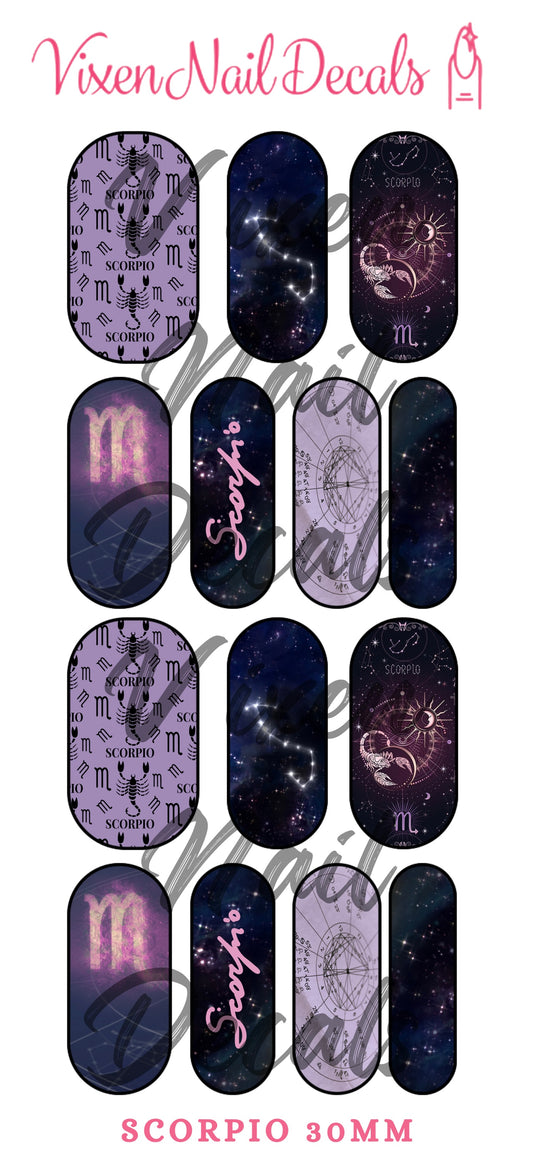 Scorpio - Horoscope - Zodiac Waterslide Nail Decals - Nail Wraps - Nail Designs - Nail Art