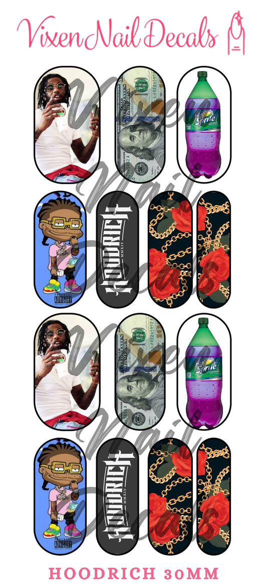Hoodrich Pablo Juan - Rapper Waterslide Nail Decals - Nail Wraps - Nail Designs - Nail Art