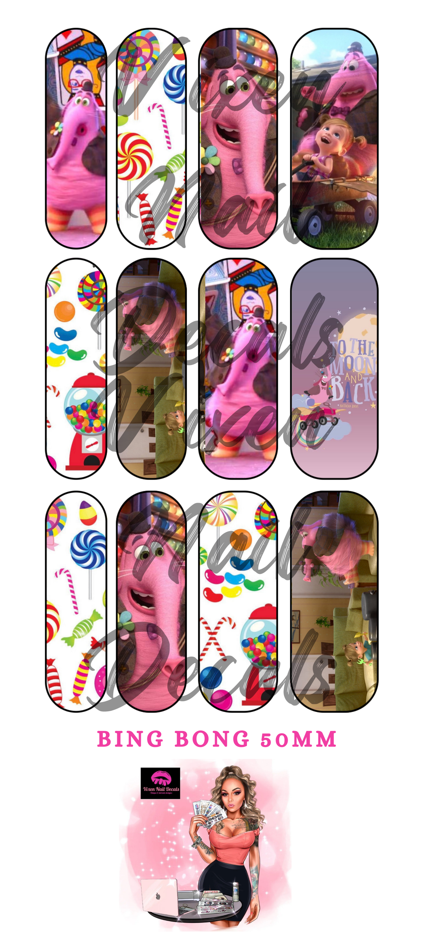 Bing Bong - Inside Out Waterslide Nail Decals - Nail Wraps - Nail Designs - Nail Art