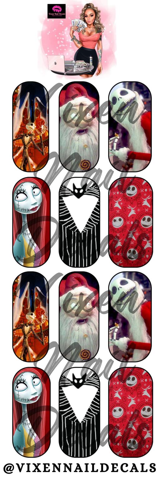 Jack Christmas Skellington Waterslide Nail Decals - Nail Wraps - Nail Designs - Nail Art