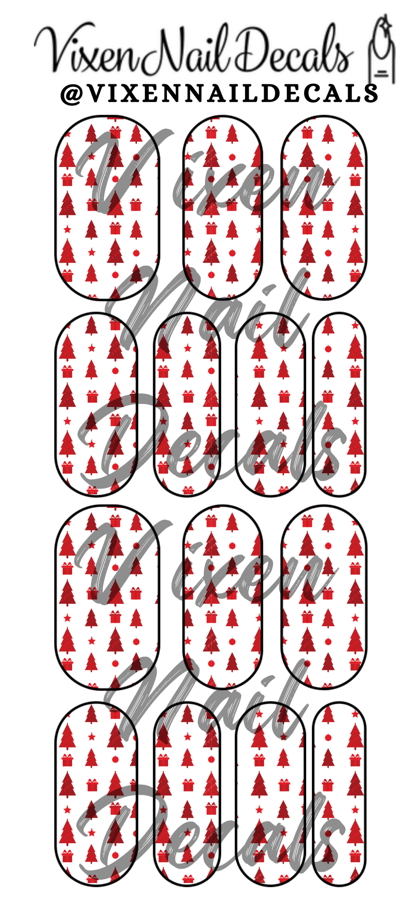Christmas Trees Waterslide Nail Decals - Nail Wraps - Nail Designs - Nail Art