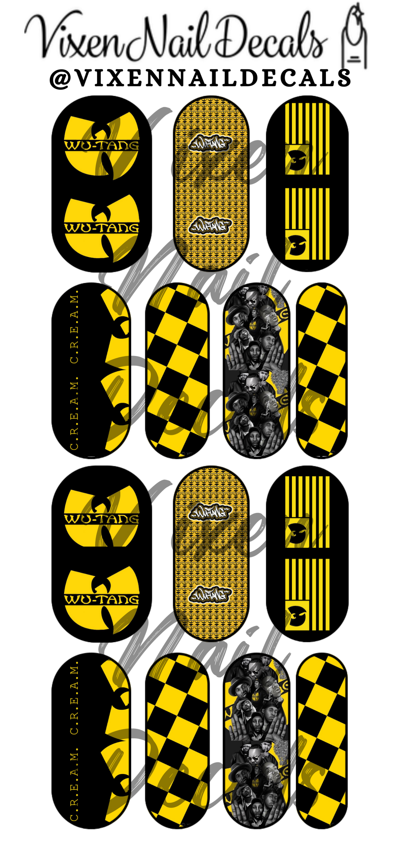 Wu-Tang - Bees - Checkered Waterslide Nail Decals - Nail Wraps - Nail Designs - Nail Art