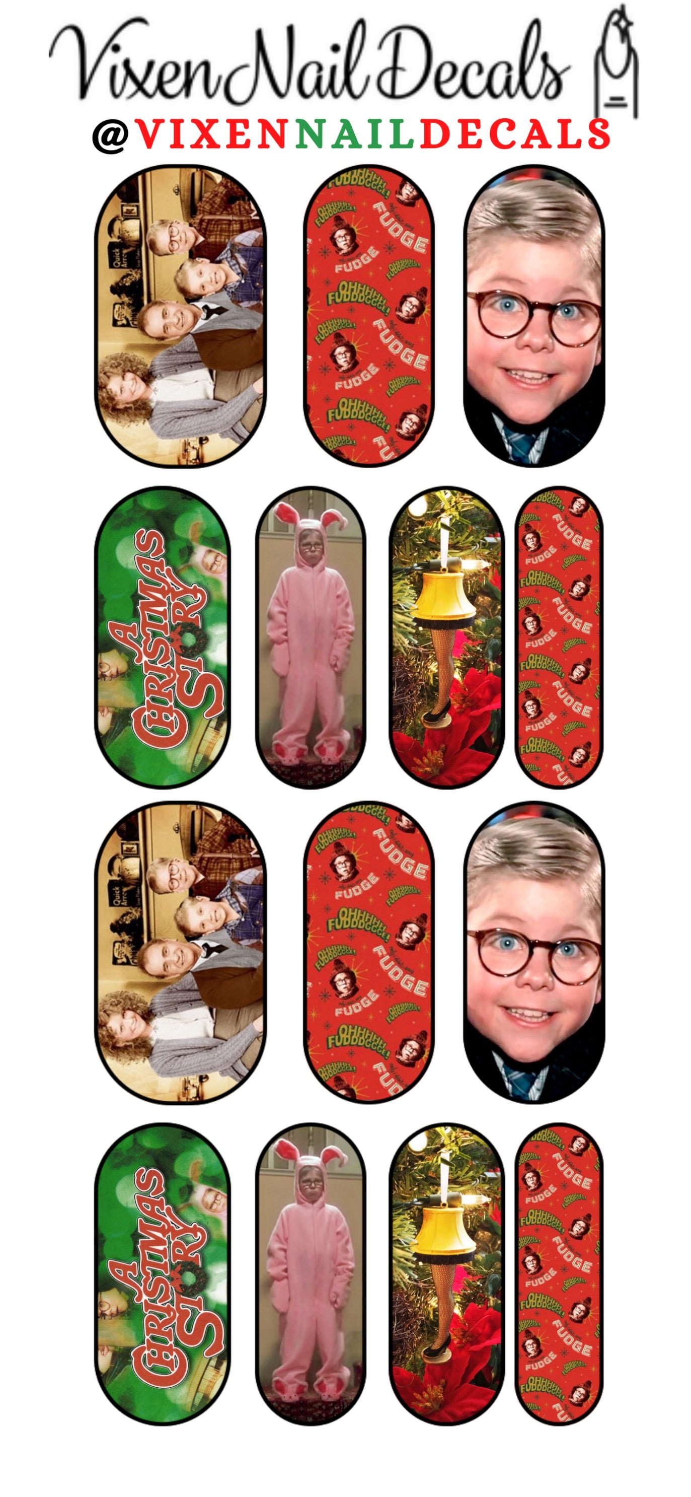 A Christmas Story Waterslide Nail Decals - Nail Wraps - Nail Designs - Nail Art