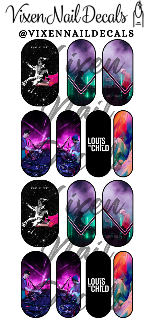Louis The Child - EDM DJ  Waterslide Nail Decals - Nail Wraps - Nail Designs - Nail Art