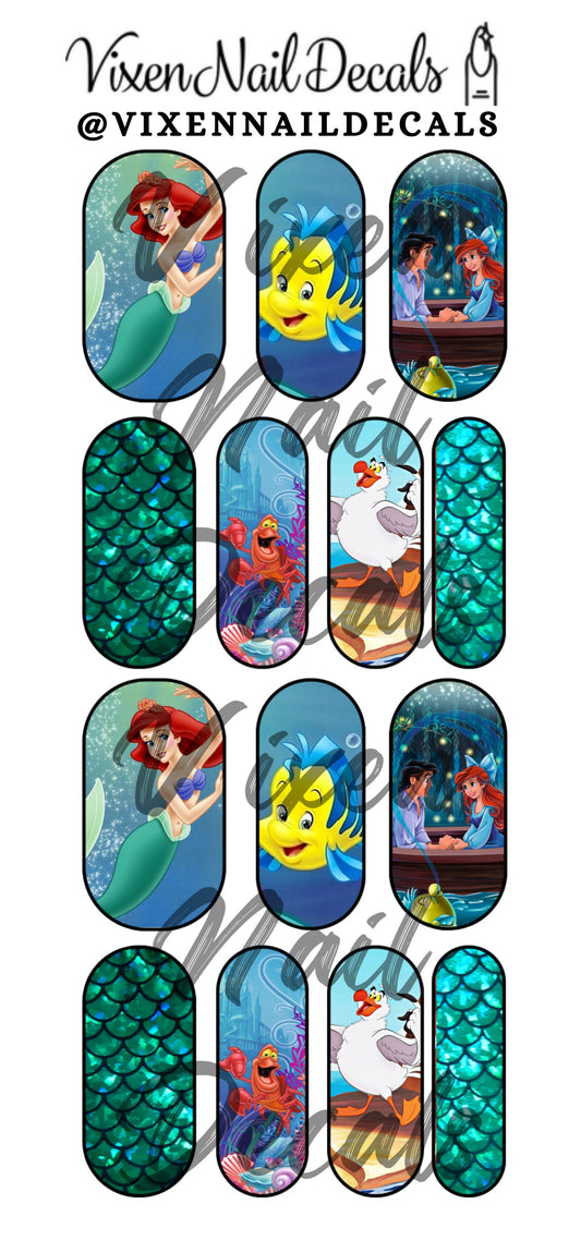 Lil’ Mermaid - Ariel Waterslide Nail Decals - Nail Wraps - Nail Designs - Nail Art