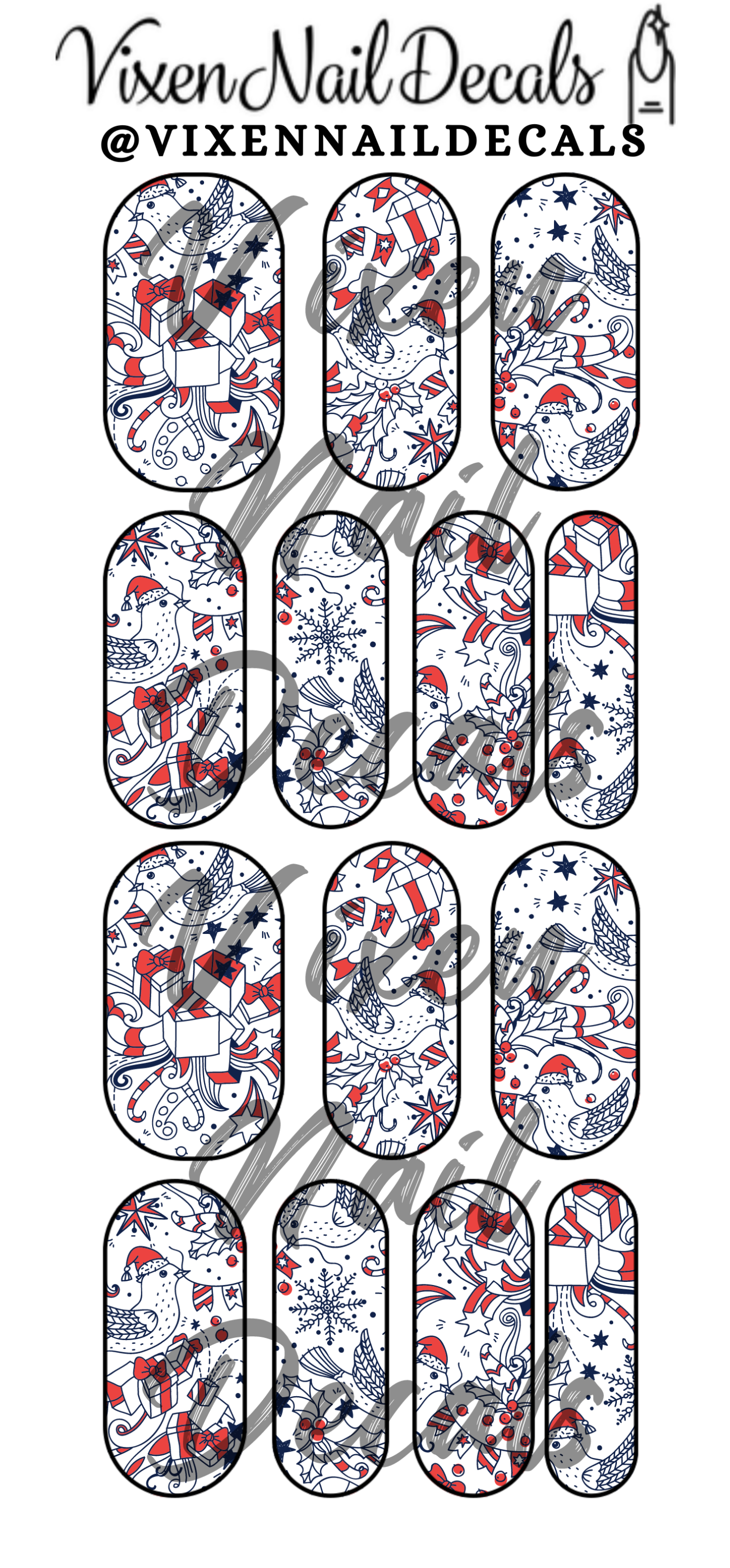 Christmas Joy Waterslide Nail Decals - Nail Wraps - Nail Designs - Nail Art