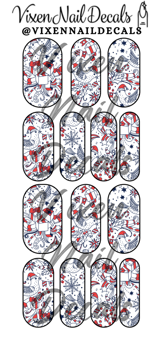 Christmas Joy Waterslide Nail Decals - Nail Wraps - Nail Designs - Nail Art