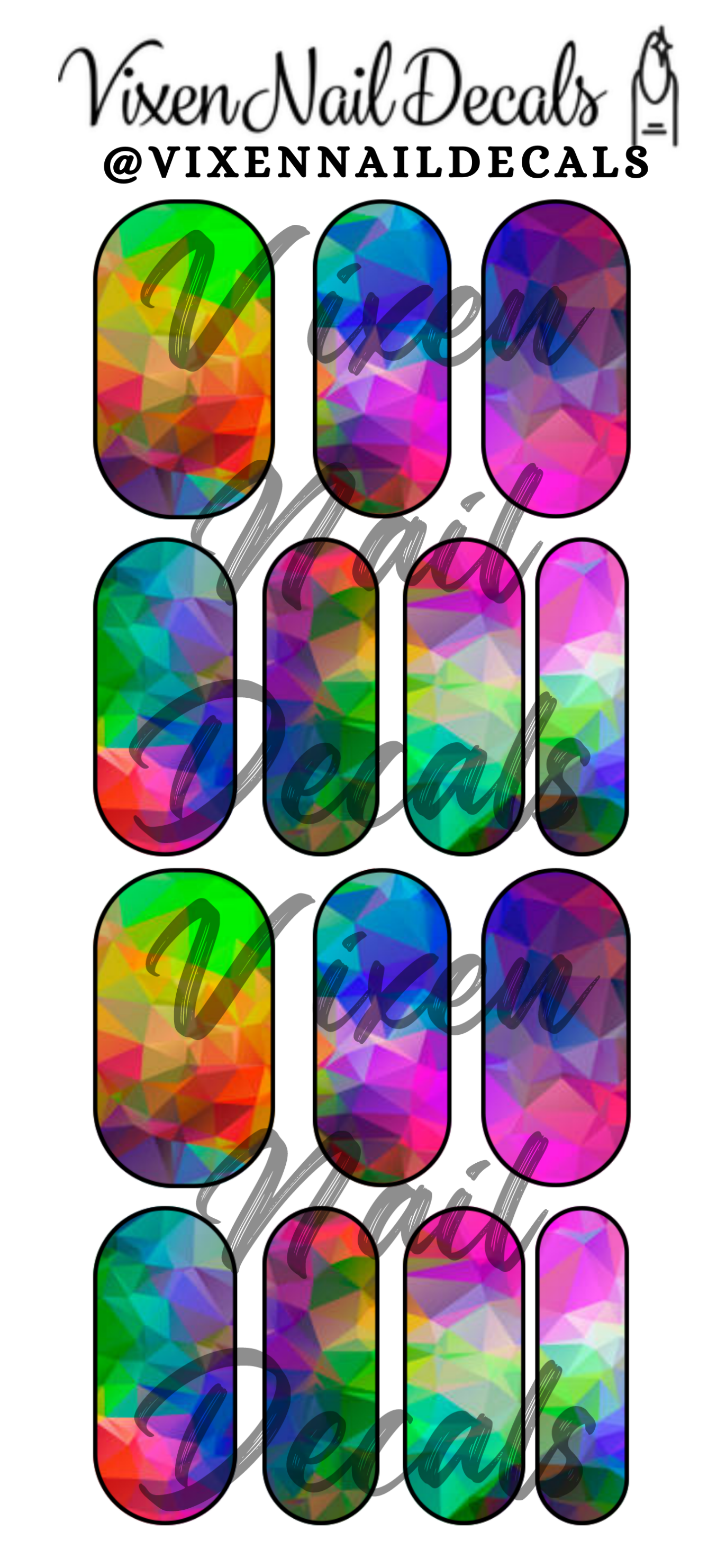 Colorful Geometric Waterslide Nail Decals - Nail Wraps - Nail Designs - Nail Art