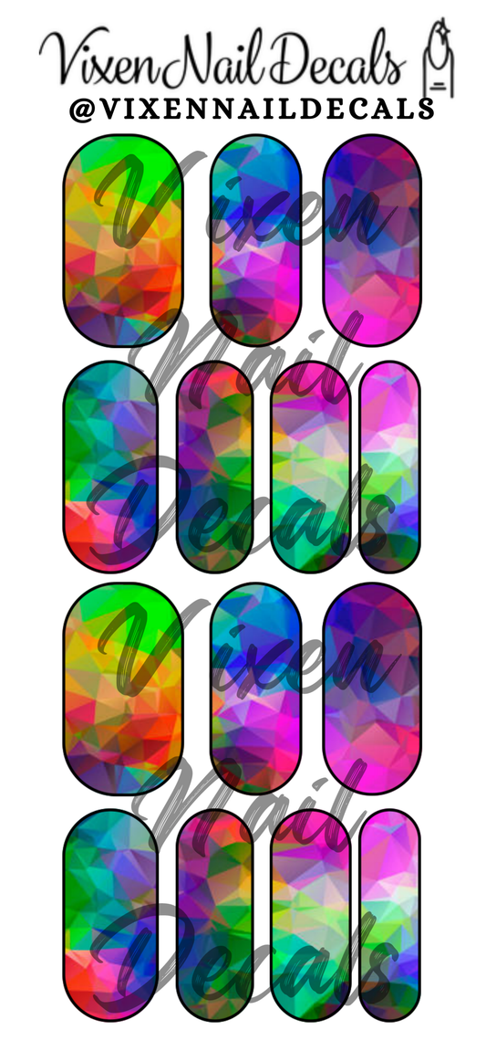 Colorful Geometric Waterslide Nail Decals - Nail Wraps - Nail Designs - Nail Art