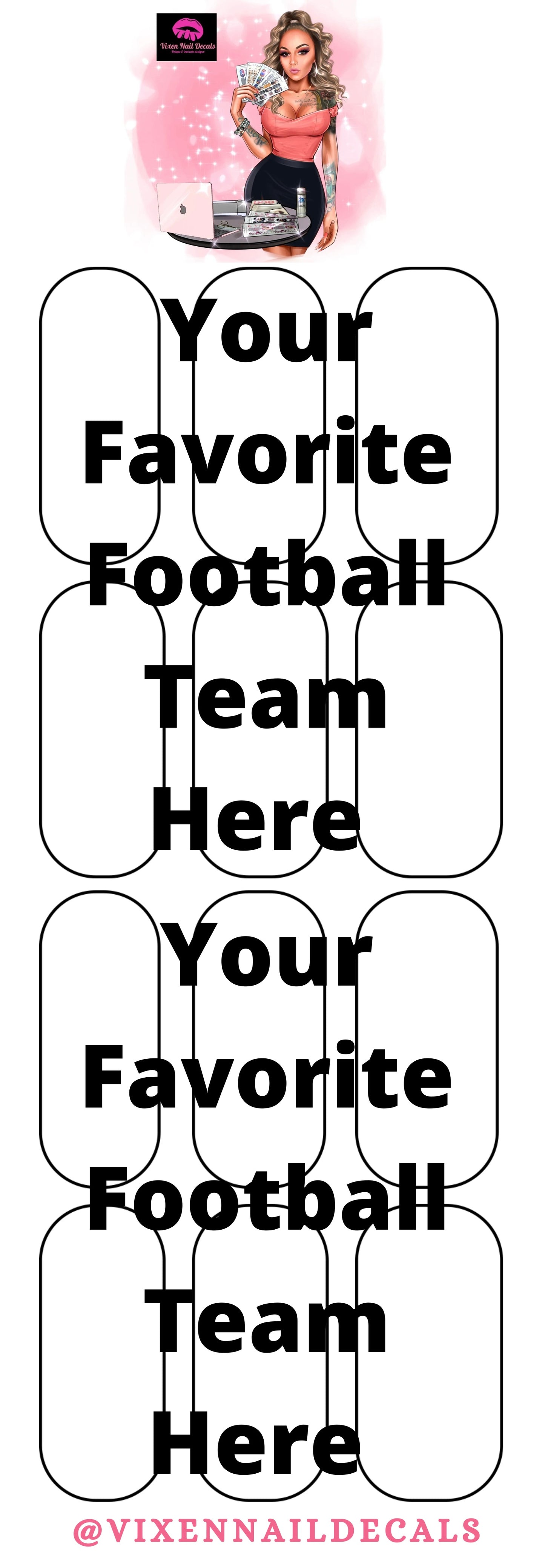 Custom Football Team Waterslide Nail Decals - Nail Wraps - Nail Designs - Nail Art