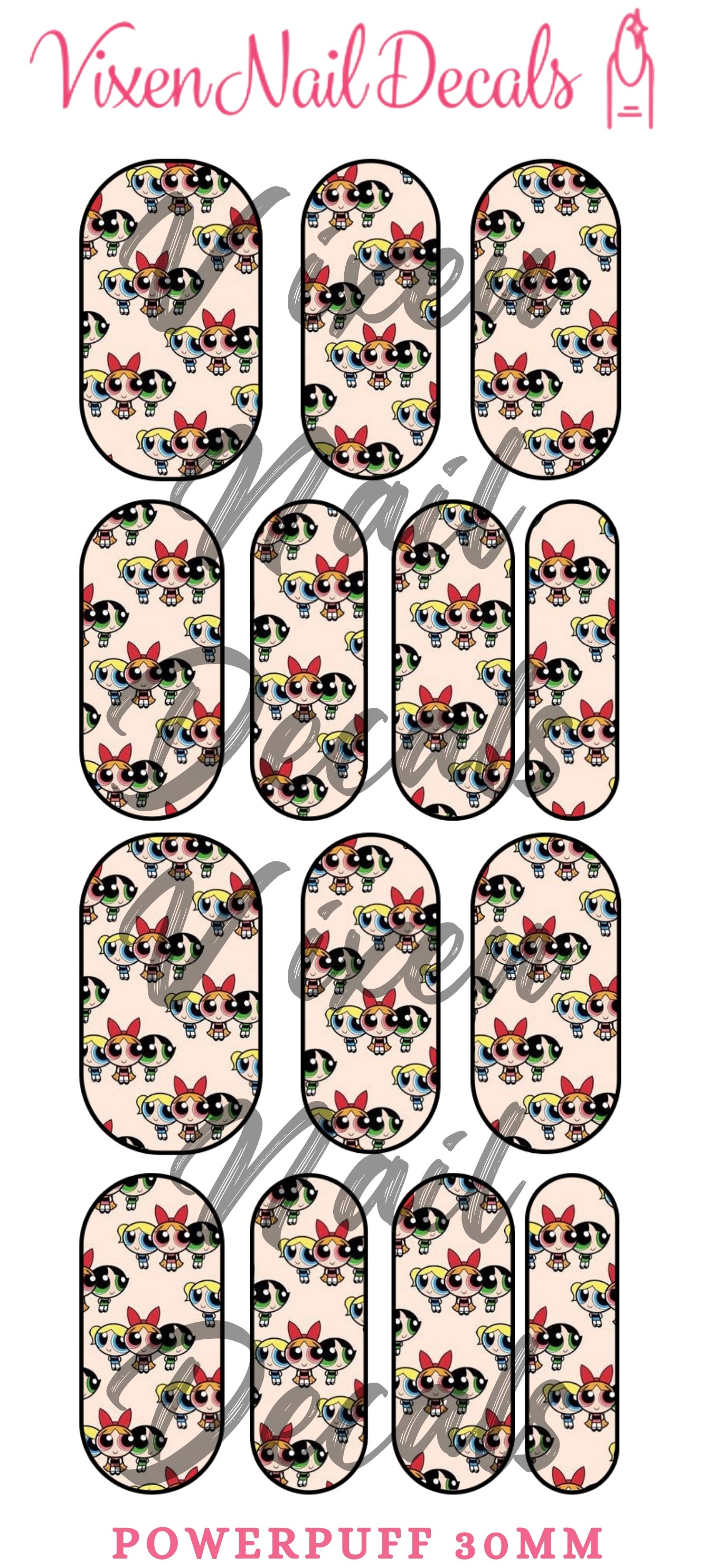 PowerFluff Girls Waterslide Nail Decals - Nail Wraps - Nail Designs - Nail Art