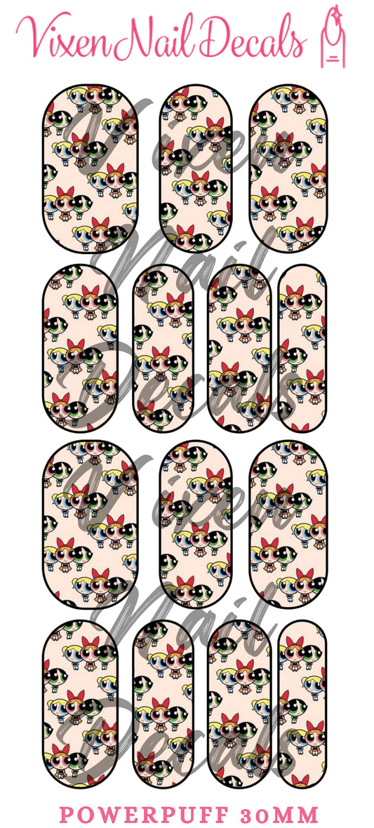 PowerFluff Girls Waterslide Nail Decals - Nail Wraps - Nail Designs - Nail Art
