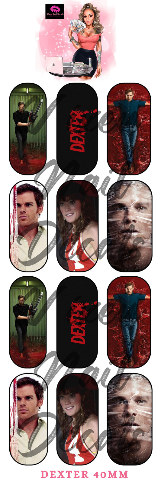 Dexter Waterslide Nail Decals - Nail Wraps - Nail Designs - Nail Art