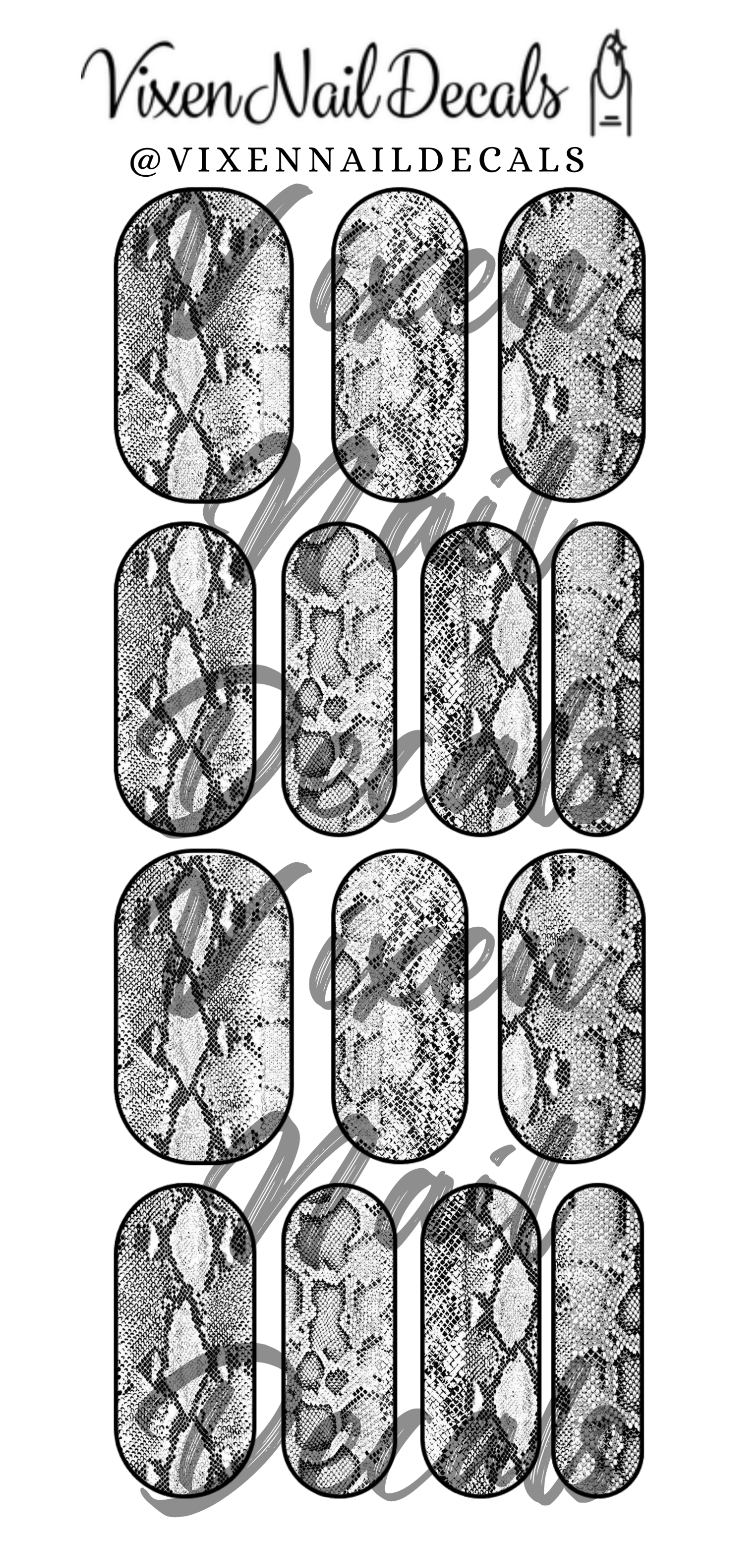 Snake Print Waterslide Nail Decals - Nail Wraps - Nail Designs - Nail Art