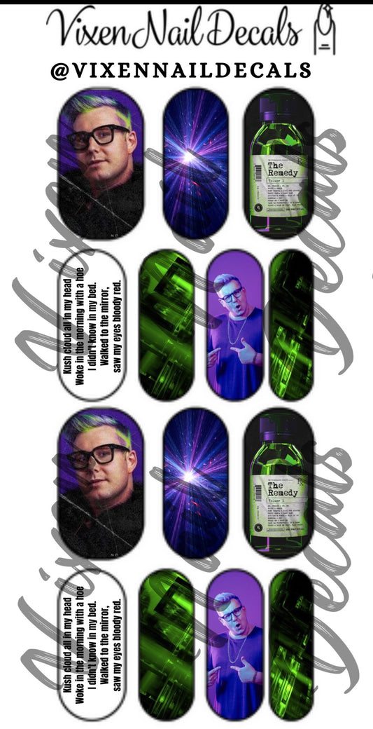 Dr Fresch - EDM DJ Waterslide Nail Decals - Nail Wraps - Nail Designs - Nail Art