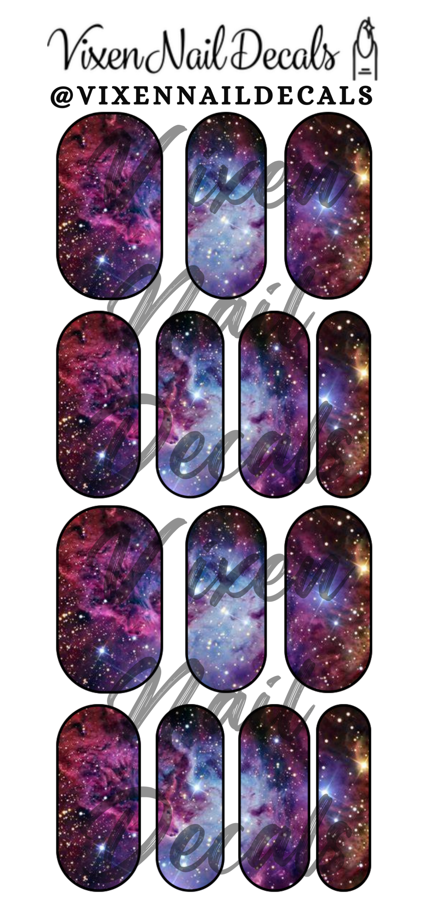 Galaxy Space Waterslide Nail Decals - Nail Wraps - Nail Designs - Nail Art