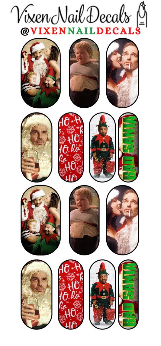 Bad Santa - Christmas Waterslide Nail Decals - Nail Wraps - Nail Designs - Nail Art