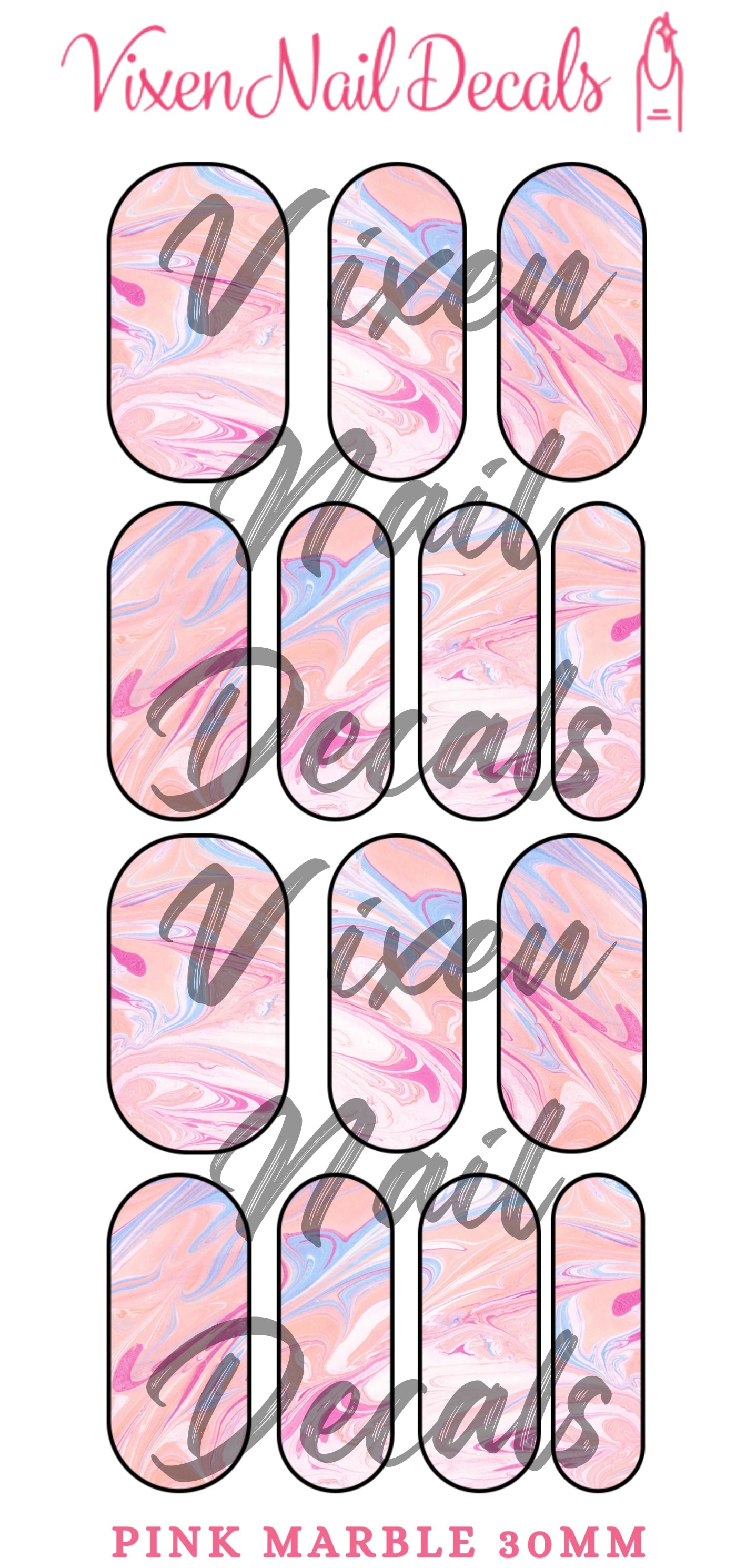 Pink & Blue Marble Waterslide Nail Decals - Nail Wraps - Nail Designs - Nail Art