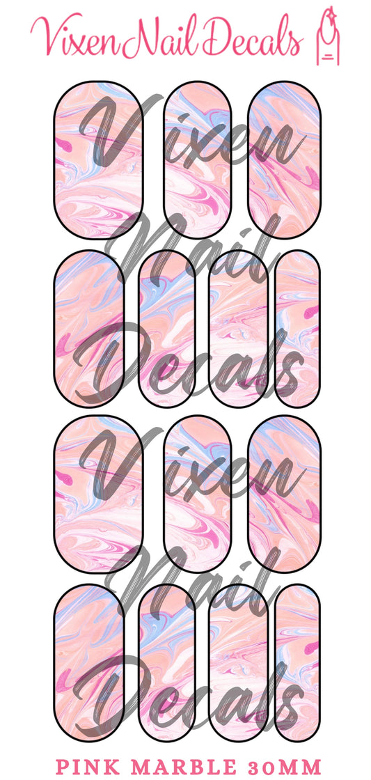 Pink & Blue Marble Waterslide Nail Decals - Nail Wraps - Nail Designs - Nail Art
