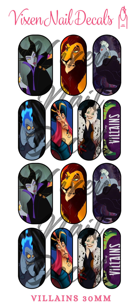 Villains Waterslide Nail Decals - Nail Wraps - Nail Designs - Nail Art