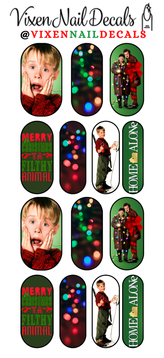 Home Alone - Christmas Waterslide Nail Decals - Nail Wraps - Nail Designs - Nail Art
