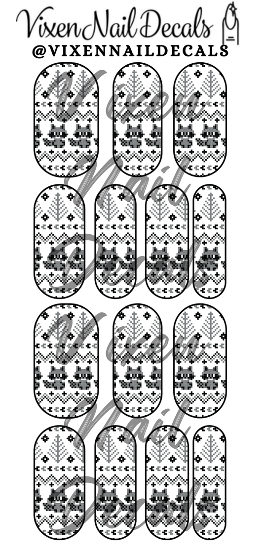 Raccoon Christmas Waterslide Nail Decals - Nail Wraps - Nail Designs - Nail Art