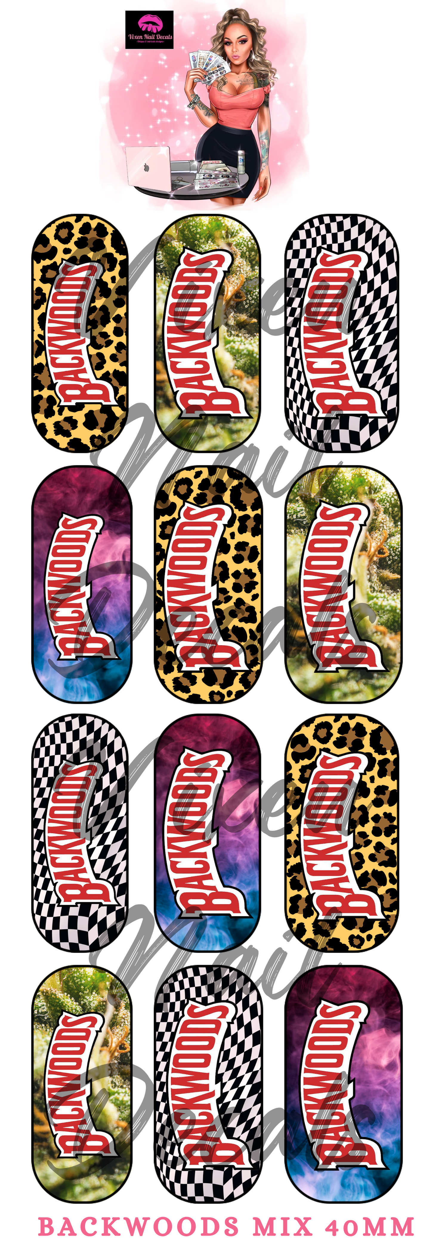 Backwoods - Smoke Mix Pack Waterslide Nail Decals - Nail Wraps - Nail Designs - Nail Art