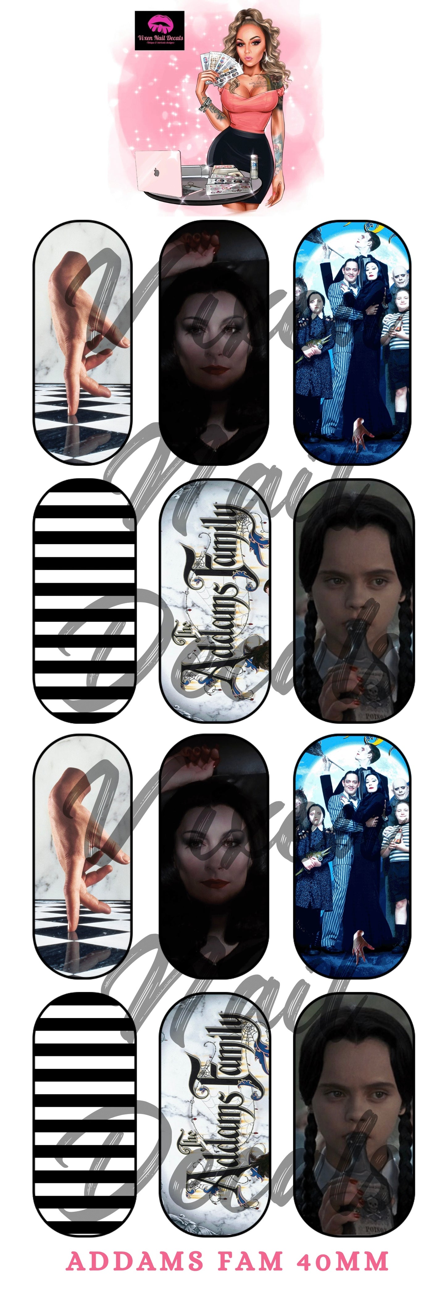 Addams Fam Waterslide Nail Decals - Nail Wraps - Nail Designs - Nail Art