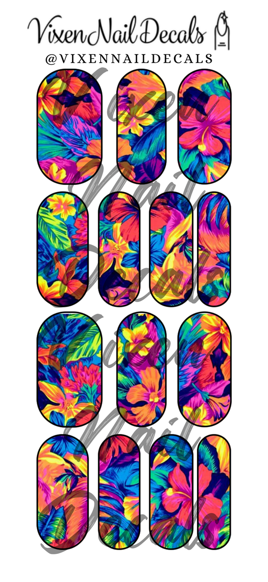 Neon Tropical Waterslide Nail Decals - Nail Wraps - Nail Designs - Nail Art