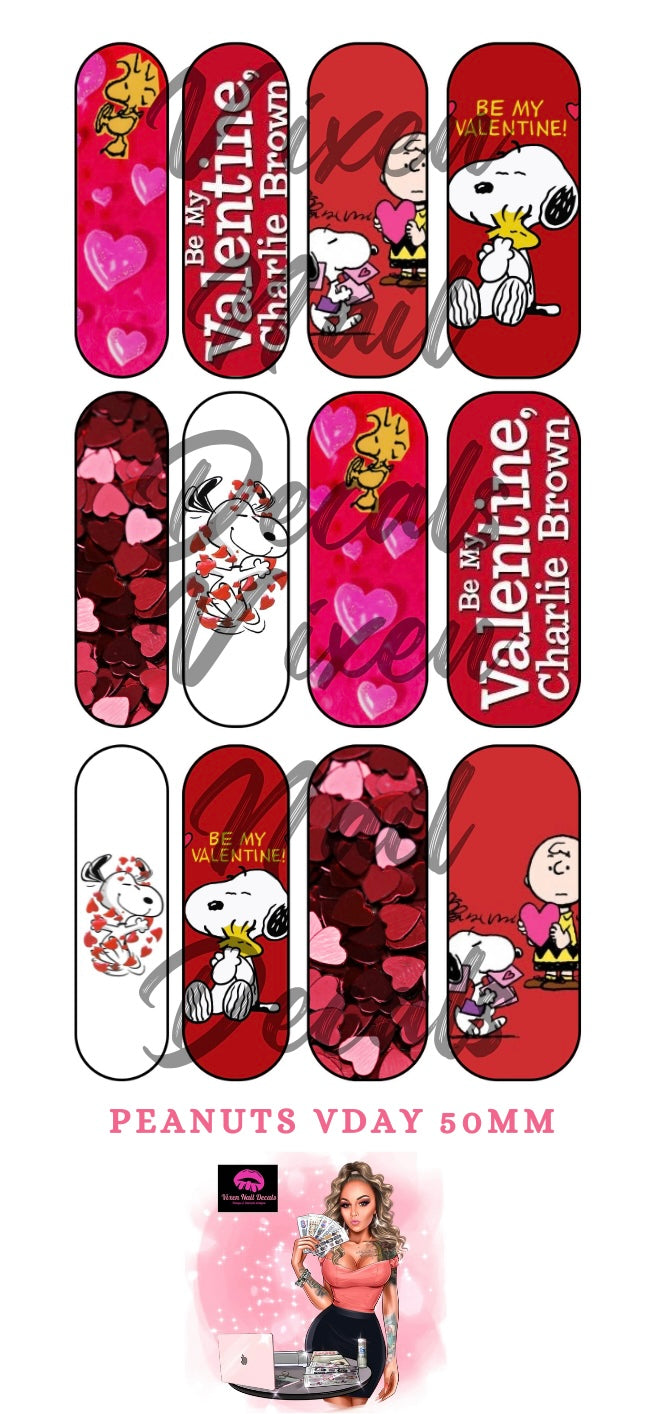 Peanut's - Valentines Day Waterslide Nail Decals - Nail Wraps - Nail Designs - Nail Art