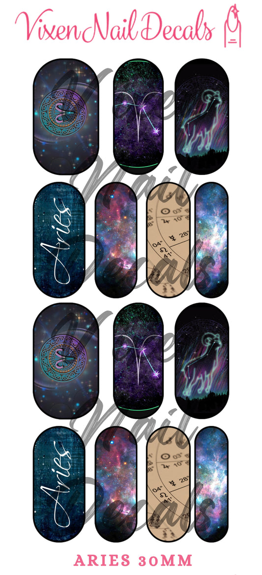 Aries - Horoscope - Zodiac Waterslide Nail Decals - Nail Wraps - Nail Designs - Nail Art