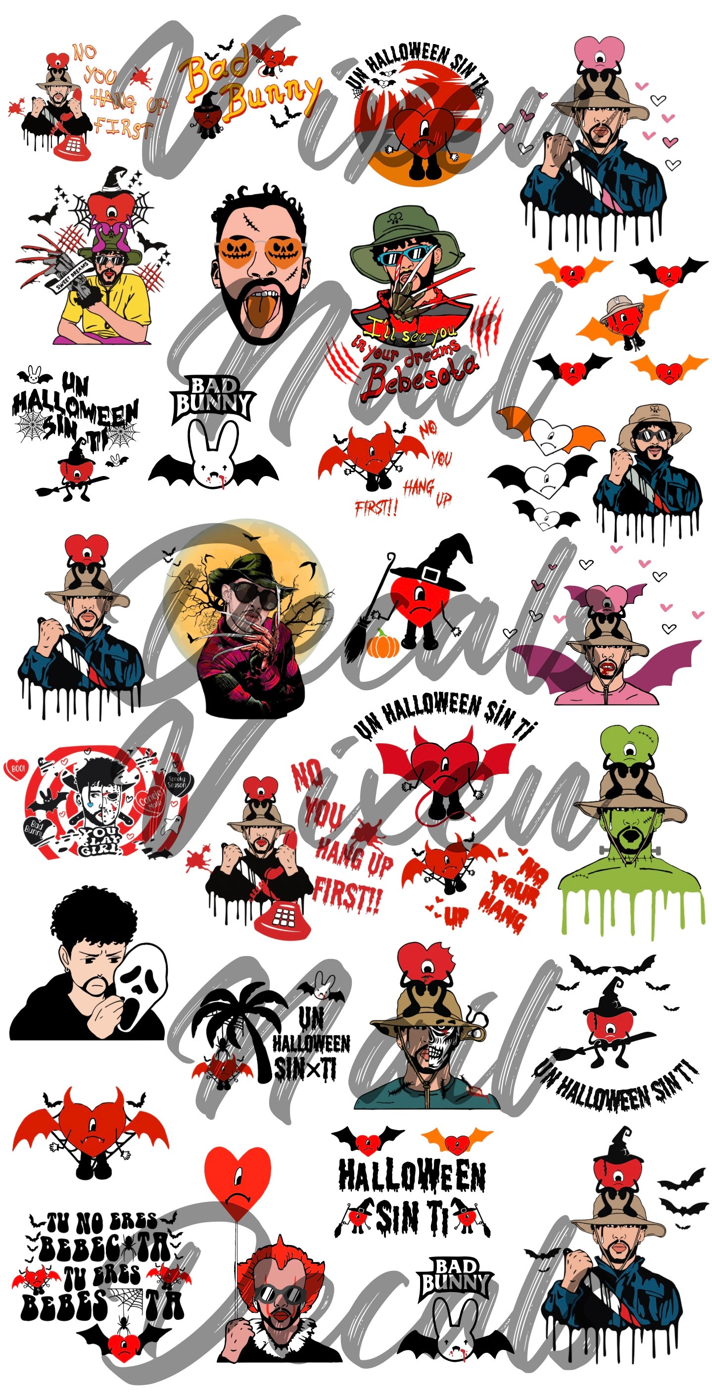 Bad Bunny - Un Halloween Sin Ti - Waterslide Nail Decals - Nail Wraps - Nail Designs - Nail Art