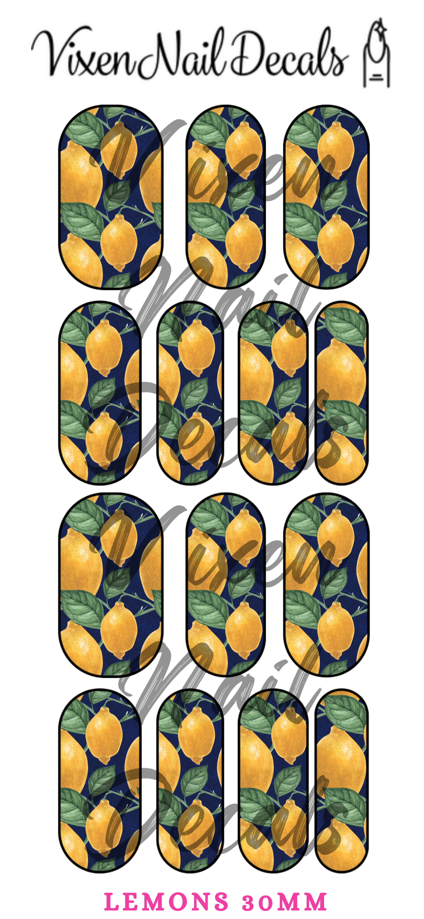 Lemons - Fruit Waterslide Nail Decals - Nail Wraps - Nail Designs - Nail Art