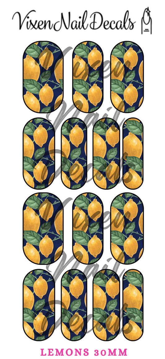 Lemons - Fruit Waterslide Nail Decals - Nail Wraps - Nail Designs - Nail Art