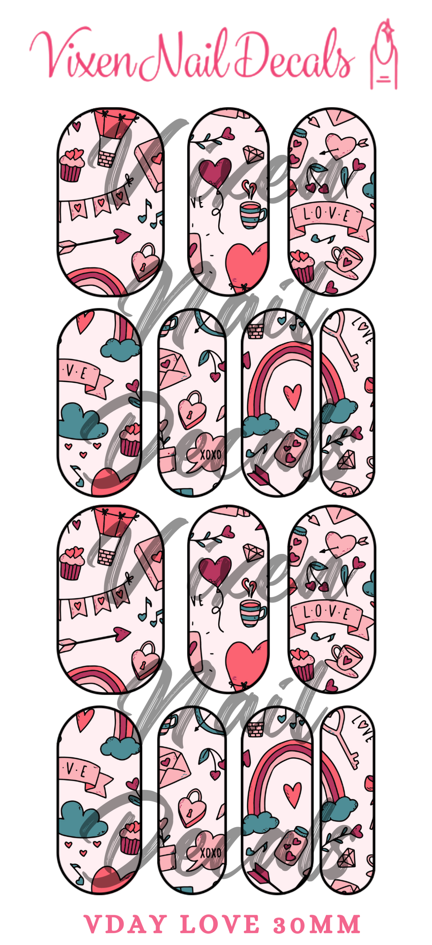Valentine's Day - Love Waterslide Nail Decals - Nail Wraps - Nail Designs - Nail Art