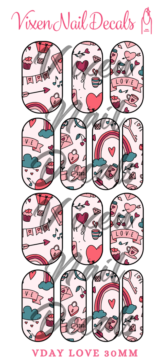 Valentine's Day - Love Waterslide Nail Decals - Nail Wraps - Nail Designs - Nail Art