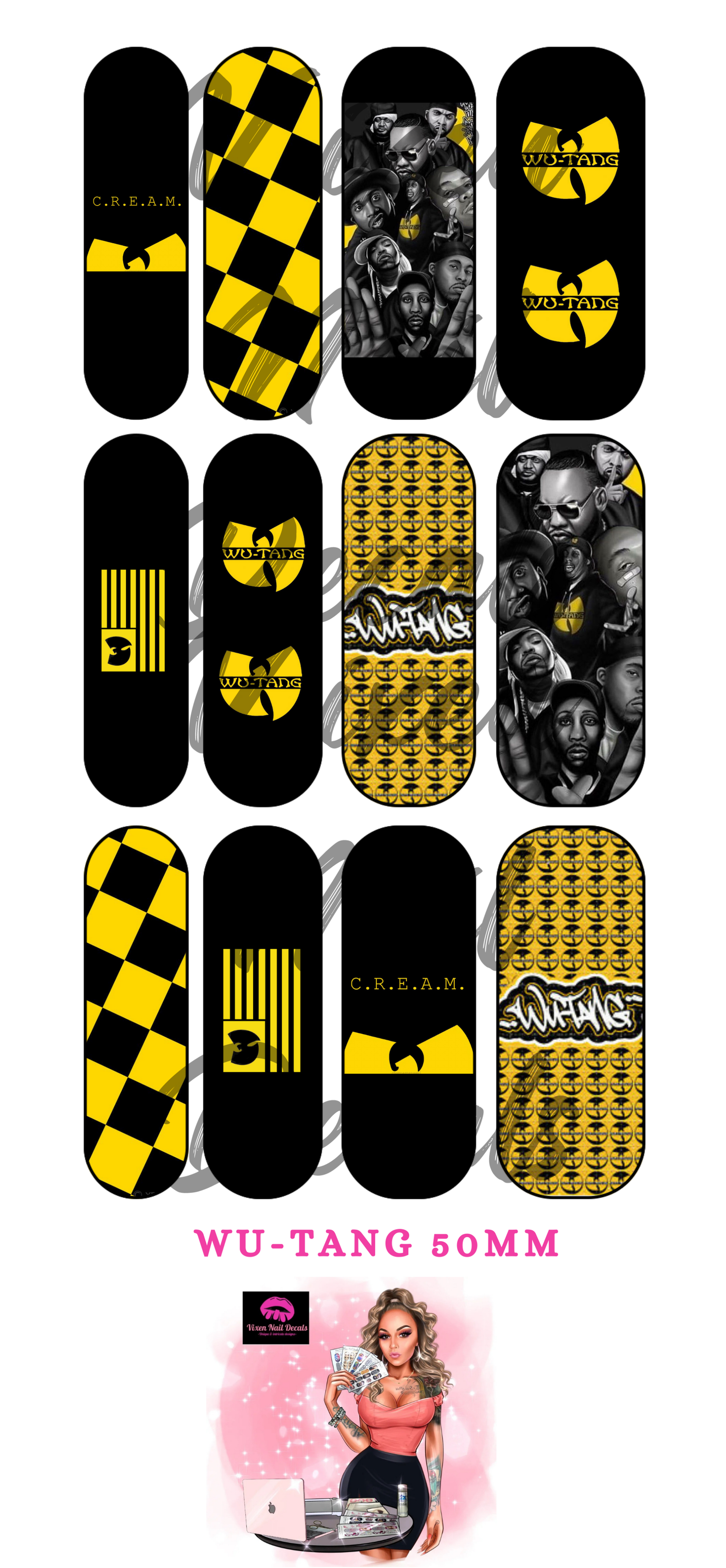 Wu-Tang - Bees - Checkered Waterslide Nail Decals - Nail Wraps - Nail Designs - Nail Art