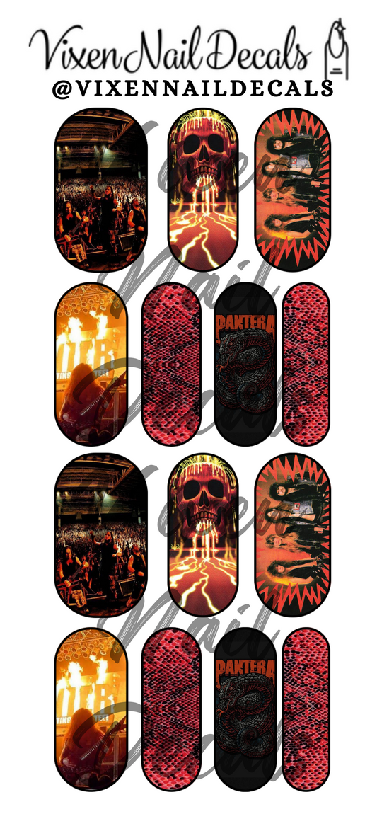 Pantera - Rock Band Waterslide Nail Decals - Nail Wraps - Nail Designs - Nail Art